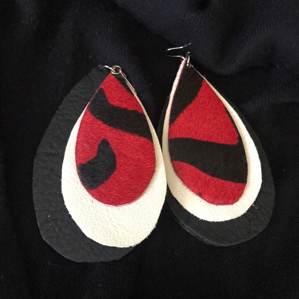 Red Zebra Dangle Earrings